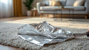 Schneide ein Stück Alufolie ab und lege es unter das Sofa – es löst ein lästiges Problem